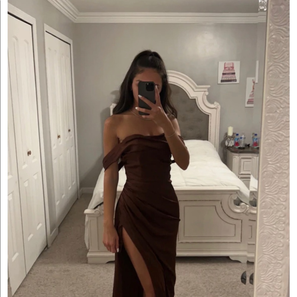New Brown satin gown